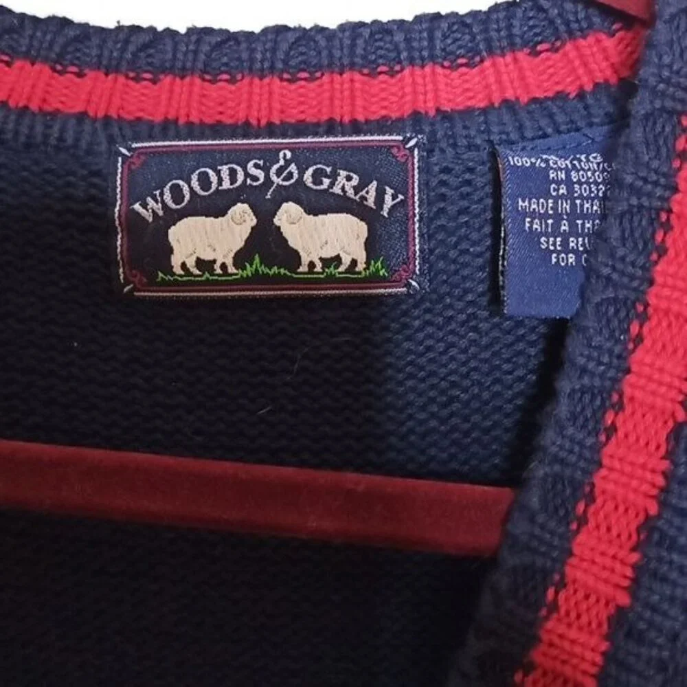 Vintage Woods & Gray Button-Down Argyle Sweater Vest Navy Green. XL 100%…